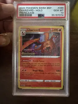 Pokemon TCG Charizard V Sword & Shield Prerelease Promo SWSH066 PSA 10 - Image 1