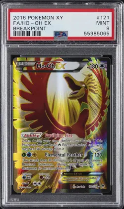 2016 POKEMON XY BREAKPOINT #121 FULL ART/HO-OH EX PSA 9 - Image 1