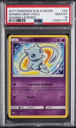 2017 POKEMON SUN & MOON SHINING LEGENDS #40 SHINING MEW-HOLO PSA 10 - Image 1