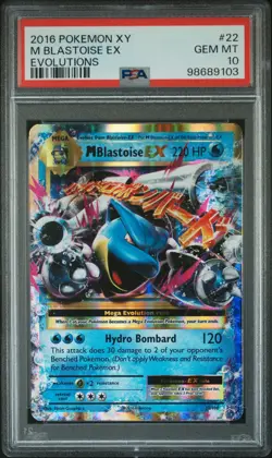 2016 POKEMON XY EVOLUTIONS #22 M BLASTOISE EX PSA 10 - Image 1