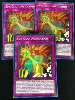 YUGIOH SUN GOD UNIFICATION LED7-EN007 1ST SUPER X3 (NM) - Image 1
