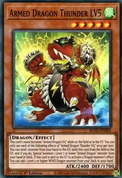 Yugioh! Armed Dragon Thunder LV5 - BLVO-EN003 - Super Rare - 1st Edition M/NM X1 - Image 1