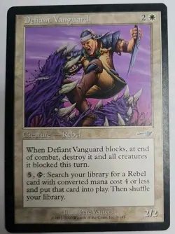 MTG Magic The Gathering Card Defiant Vanguard Creature Rebel White Nemesis - Image 1