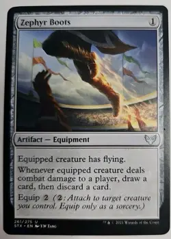 MTG Magic The Gathering Card Zephyr Boots1Artifact Equipment Strixhaven Scho - Image 1
