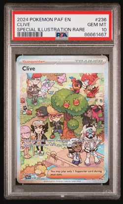 Pokemon 2024 Clive SIR Paldean Fates Card 236/091 PSA 10 Gem Mint - Image 1