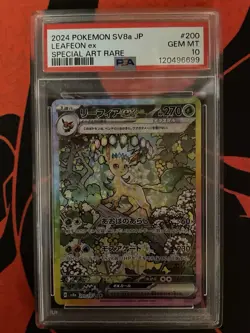 PSA 10 Leafeon ex SAR 200/187 sv8a Terastal Festival Japanese 2024 Pokemon Card - Image 1