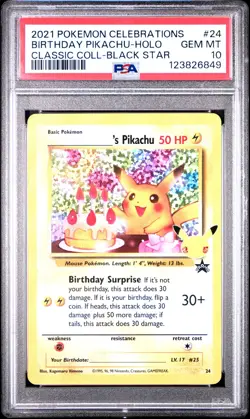 2021 POKEMON CELEBRATIONS CLASSIC COLL #24 BIRTHDAY PIKACHU-HOLO PSA 10 - Image 1