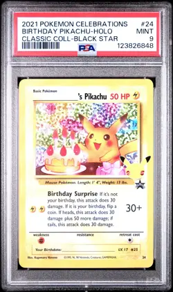 2021 POKEMON CELEBRATIONS CLASSIC COLL #24 BIRTHDAY PIKACHU-HOLO PSA 9 - Image 1