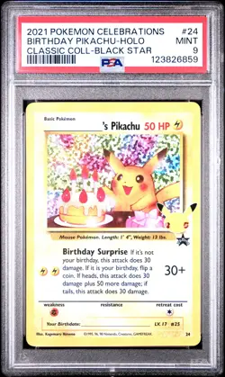 2021 POKEMON CELEBRATIONS CLASSIC COLL #24 BIRTHDAY PIKACHU-HOLO PSA 9 - Image 1