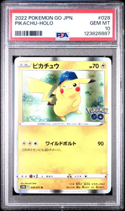 2022 POKEMON GO JPN #028 PIKACHU-HOLO PSA 10 - Image 1