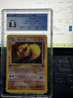 1999 Pokemon Flareon Jungle 1st Edition Holo CGC Blue Label 8.5 Graded - Image 2