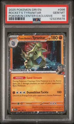 2025 POKEMON DRI EN-DESTINED RIVALS #096 TEAM ROCKET'S TYRANITAR PSA 10 - Image 1