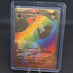 Salamance Vmax Rainbow Gold Foil Fan Art Collector Pokemon Card 194/189 - Image 1