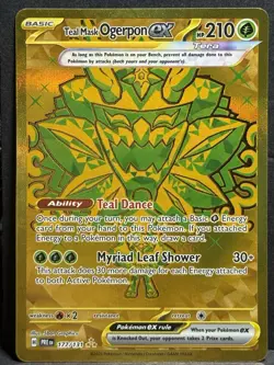 Pokemon TCG Teal Mask Ogerpon EX Gold Prismatic Holo Card 177/131 NM - Image 1