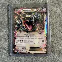 Pokemon TCG Shiny Rayquaza EX XY69 Promo Holo Card CREASED MP - Image 1