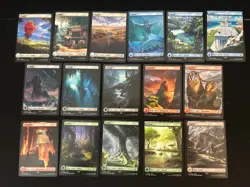 Magic Final Fantasy NON FOIL Basic Lands Complete Set of 16 - Full Art Land - Image 1