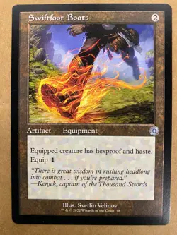 MTG 1x RETRO Swiftfoot Boots # 58 The Brothers' War Magic the Gathering x1 NM - Image 1