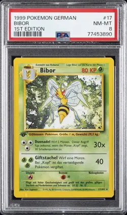 1999 POKEMON GERMAN 1ST ED #17 BIBOR PSA 8 - Image 1