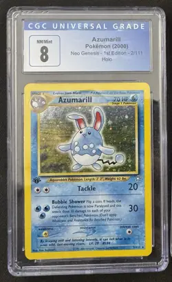 CGC 8 NM MINT Azumarill 2/111 Neo Genesis 1st Edition Holo Rare WOTC Pokemon - Image 1
