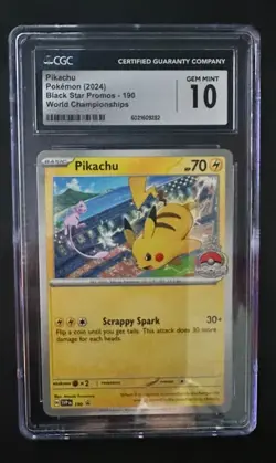 CGC Graded GEM MINT 10 Black Star Promo 2024 World Championship Pikachu - Image 1