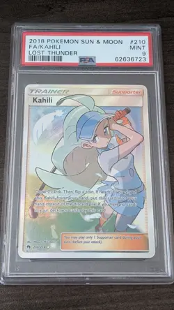 KAHILI 2018 Pokemon #210/214 PSA 9 MINT Sun & Moon Lost Thunder Full Art Trainer - Image 1