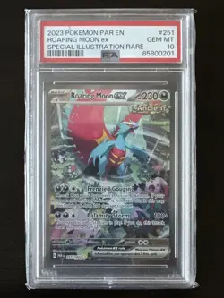 Pokemon PAR EN Roaring Moon ex Special Illustration Rare SIR 251/182 PSA 10 GEM - Image 1