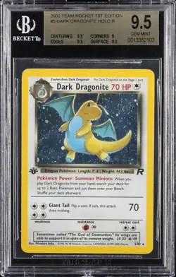 2000 POKEMON TEAM ROCKET - 1ST ED - HOLO #5/82 DARK DRAGONITE BGS 9.5 - Image 1