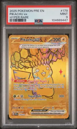 2025 POKEMON PRE EN-PRISMATIC EVOLUTIONS HYPER RARE #179 PIKACHU EX PSA 9 - Image 1