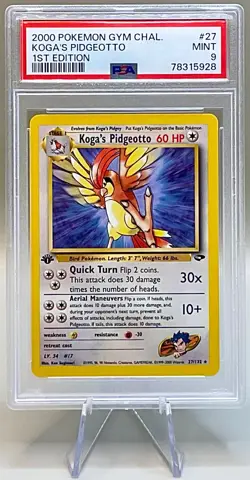 Pokemon 1st EDITION Koga’s Pidgeotto 27/132 Non-Holo 2000 Gym Challenge PSA 9 MT - Image 1