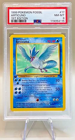 Pokemon 1st EDITION Articuno #17/62 Non-Holo - 1999 Fossil Set - PSA 8 (NM-MT)! - Image 1
