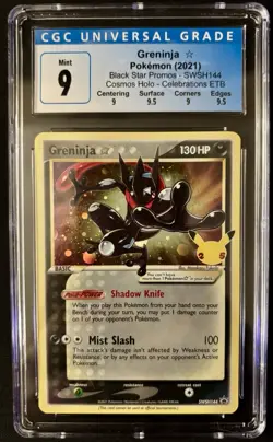Greninja Pokemon 2021 Black Star Promos SWSH144 Cosmos Holo Celebrations cgc 9 - Image 1