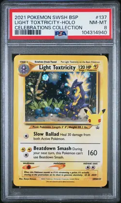 2021 POKEMON SWSH BLACK STAR PROMO CELEBRATIONS COLL LIGHT TOXTRICITY-HOLO PSA 8 - Image 1
