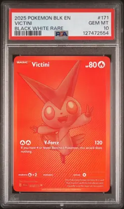 2025 POKEMON BLK EN BLACK BOLT BLACK WHITE RARE #171 VICTINI PSA 10 - Image 1