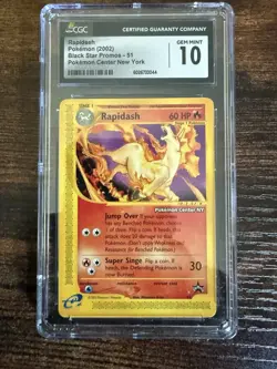 Rapidash CGC 10 GEM MINT - 2002 Black Star Promo #51 Pokemon Center New York - Image 1