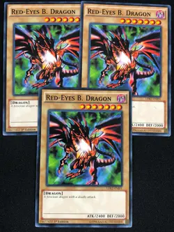 YUGIOH RED-EYES B. DRAGON LDK2-ENJ01 1ST COMMON X3(NM) - Image 1