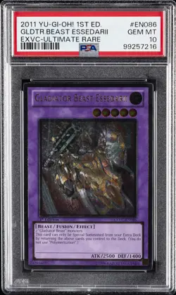 2011 YU-GI-OH! EXVC-EXTREME VICTORY #EN086 GLADIATOR BEAST ESSEDARII PSA 10 - Image 1