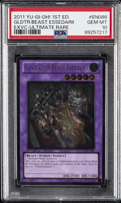 2011 YU-GI-OH! EXVC-EXTREME VICTORY #EN086 GLADIATOR BEAST ESSEDARII PSA 10 - Image 1
