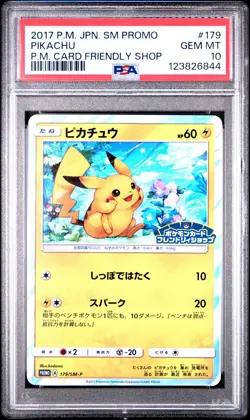 2017 POKEMON JPN SM PROMO POKEMON CARD FRIENDLY SHOP #179 PIKACHU PSA 10 - Image 1