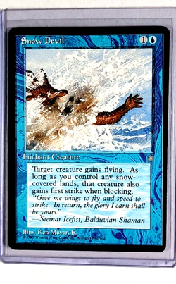 1995 MTG Magic the Gathering Ice Age Snow Devil Blue Vintage Card WOTC - Image 1