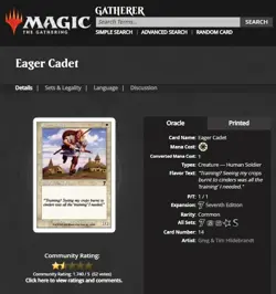 2001 MTG Magic The Gathering Core 7th Edition #14 Eager Cadet White Card - Image 3