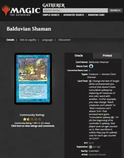 1995 MTG Magic the Gathering Ice Age Balduvian Shaman Blue Vintage Card WOTC - Image 3