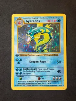 Pokemon Card - Gyarados Base Set 1st Edition Shadowless 6/102 Holo Rare MP - Image 1