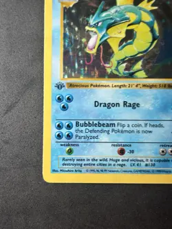 Pokemon Card - Gyarados Base Set 1st Edition Shadowless 6/102 Holo Rare MP - Image 3
