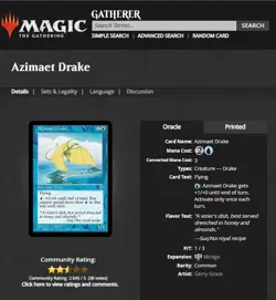 1996 MTG Magic The Gathering Mirage Azimaet Drake Vintage Card *Only Printing* - Image 3