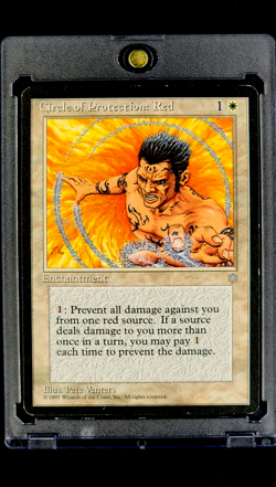 1995 MtG Magic The Gathering Ice Age Circle of Protection Red Vintage White Card - Image 1