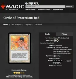 1995 MtG Magic The Gathering Ice Age Circle of Protection Red Vintage White Card - Image 3