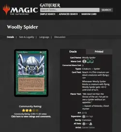 1995 MTG Magic the Gathering Ice Age Woolly Spider Green Magic Card - Image 3