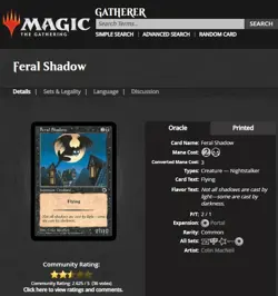 1997 MTG Magic The Gathering Portal #93 Feral Shadow Vintage Black Card WOTC - Image 3