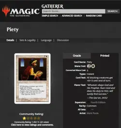 1995 MTG Magic The Gathering Core 4th Fourth Edition Piety White Vintage Card - Image 3
