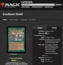 1996 MTG Magic The Gathering Alliances Variant #2 Fyndhorn Druid Vintage Card - Image 3